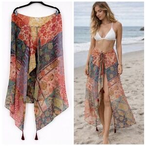 POOL TO PARTY by Subtle Luxury Patchwork Boho Skirt Cover Up Sarong Pareo OS